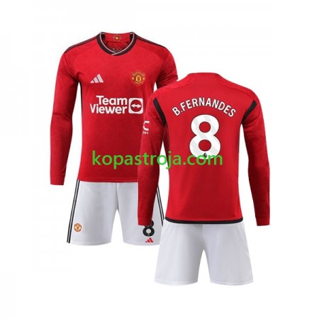 Billiga Fotbollströjor Manchester United B Fernandes 8 Barn Hemma tröja 2023/24 Långärmad
